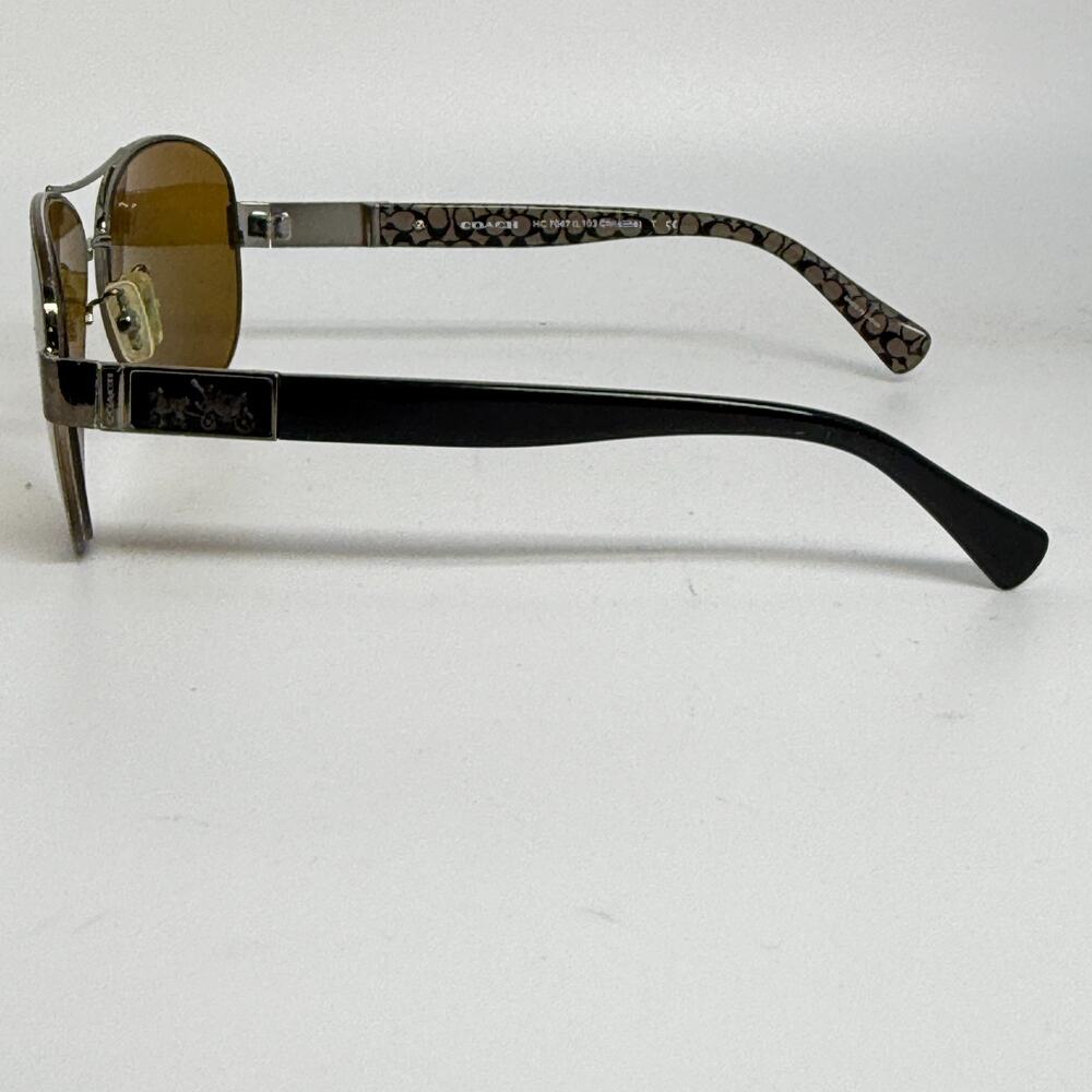 Coach Gunmetal Aviator‎ Glasses Black Temple HC7047 L103 Christina 59 13 H19267 - Picture 2 of 7